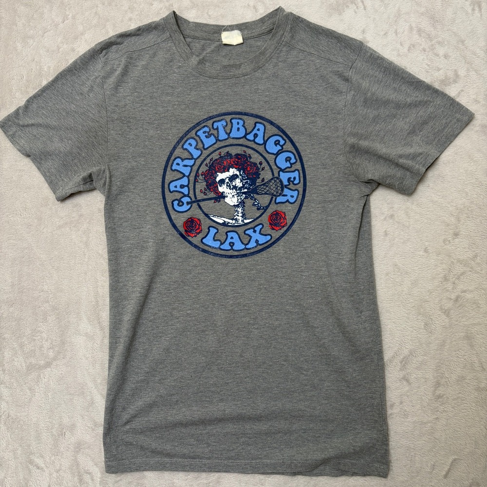 Carpetbagger Lax Lacrosse Grateful Dead Logo Tee Shirt Augusta Sportswear gray